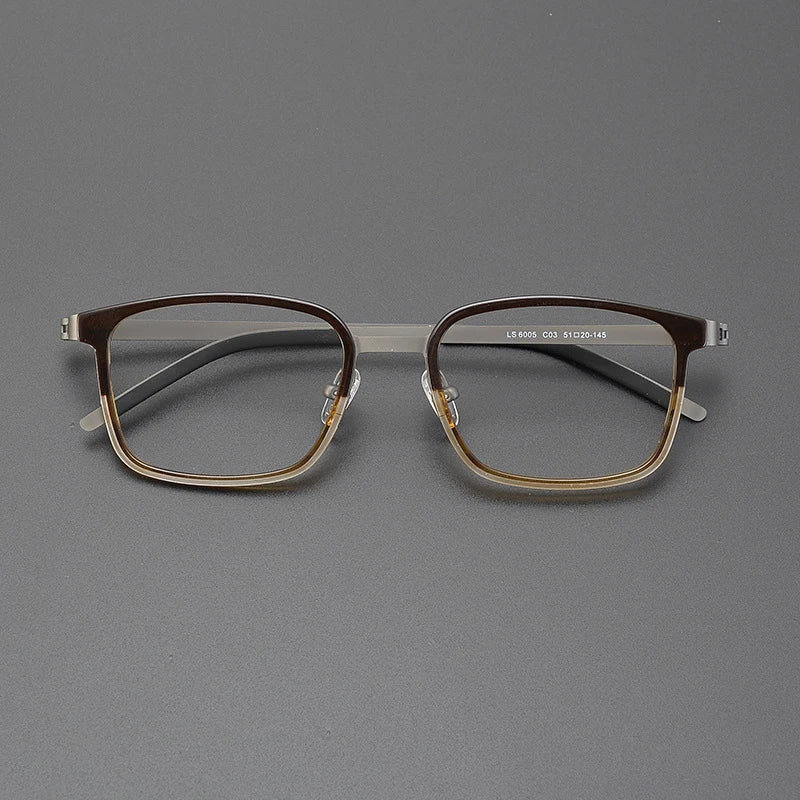 Gatenac Unisex Full Rim Square Acetate Stainless Steel Eyeglasses Gxyj1224 Full Rim Gatenac   