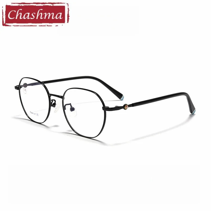 Chashma Ochki Unisex Youth's Full Rim Polygon Titanium Eyeglasses 881028