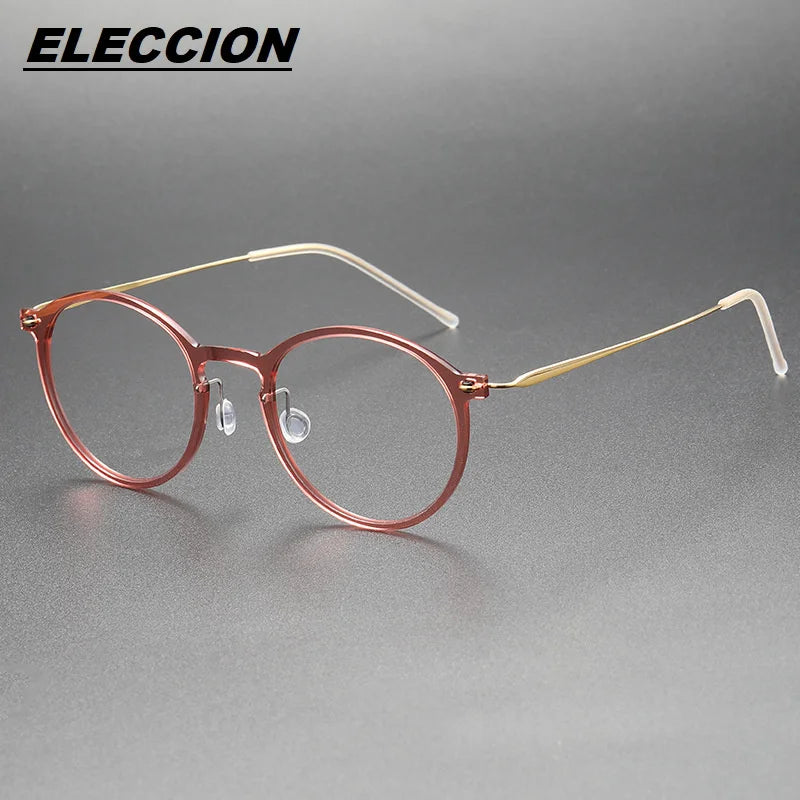 Eleccion Women's Full Rim Round Nylon Titanium Eyeglasses 6541 Full Rim Eleccion Red CHINA