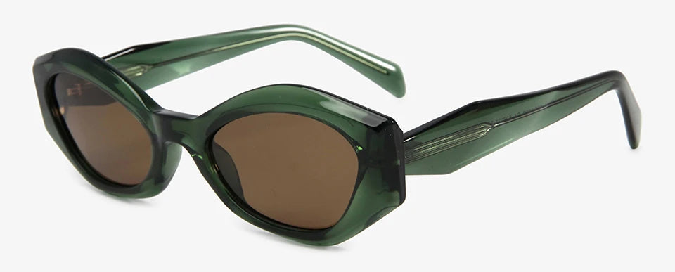 Esnbie Unisex Full Rim Oval Cat Eye Scuplted Acetate Sunglasses 230621