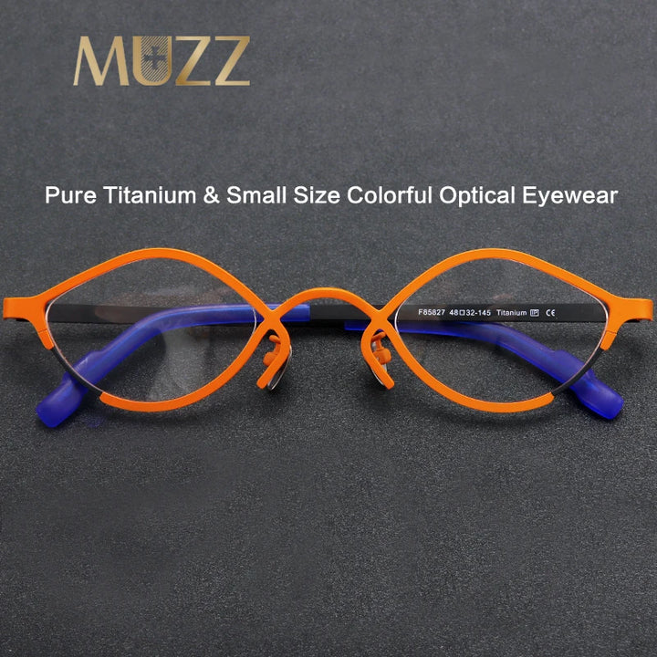 Muzz Unisex Full Rim Small Oval Cat Eye Titanium Eyeglasses 464832 Full Rim Muzz   