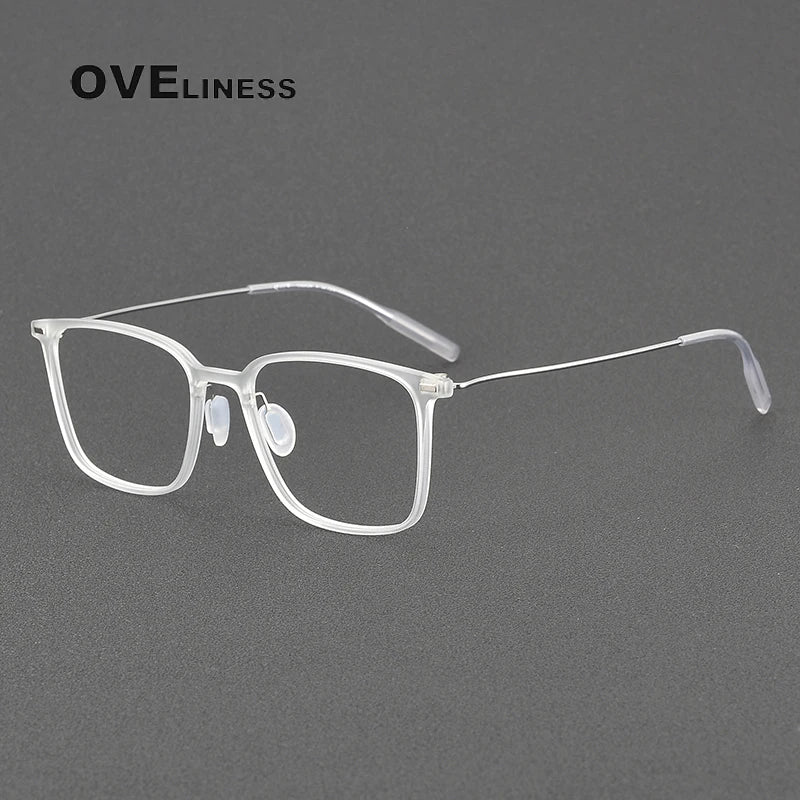 Oveliness Women's Full Rim Square Acetate Titanium Eyeglasses 8673 Full Rim Oveliness transparent  