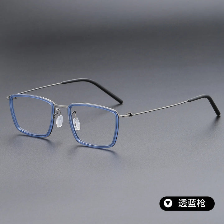 Bclear Unisex Full Rim Polygon Square Acetate Titanium Eyeglasses 639853