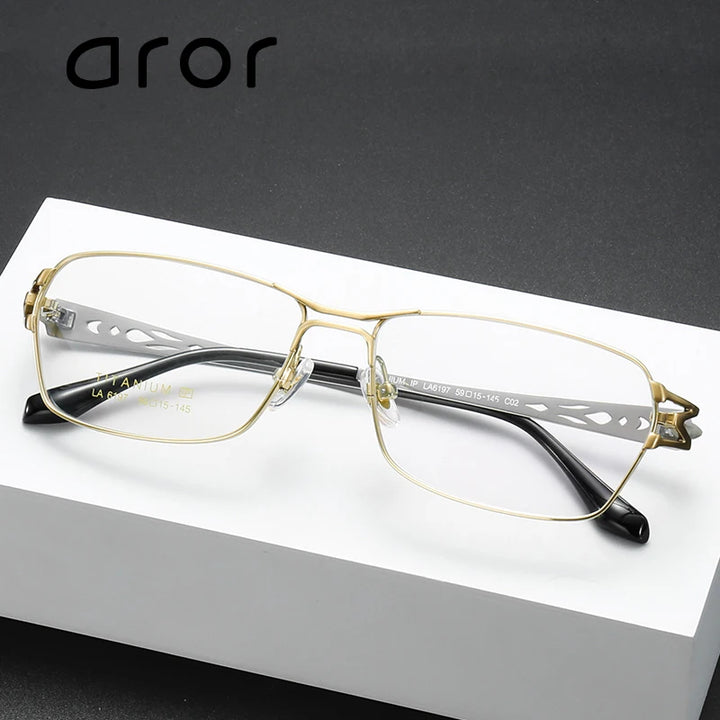 Aror Unisex Full Rim Square Double Bridge Titanium Eyeglasses 96197