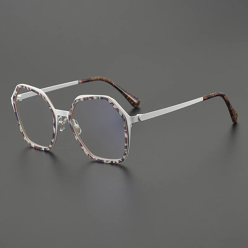 Nobler Unisex Full Rim Big Polygon Square Titanium Eyeglasses 48295