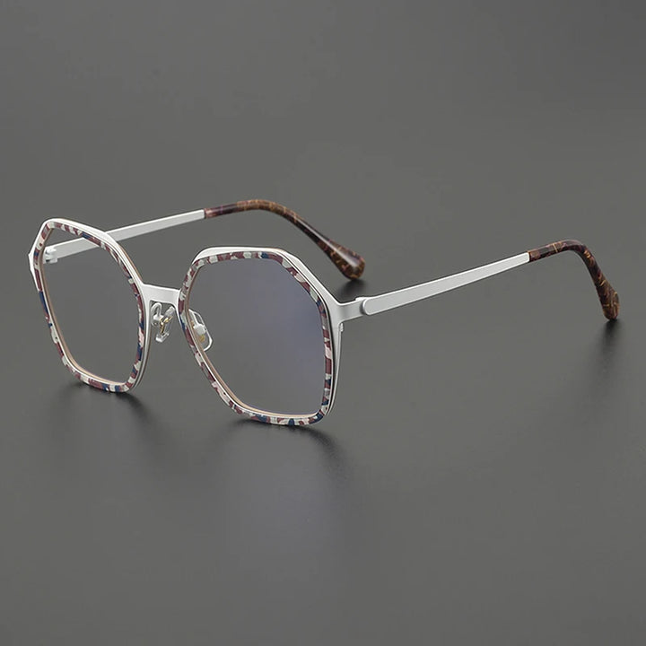 Nobler Unisex Full Rim Big Polygon Square Titanium Eyeglasses 48295