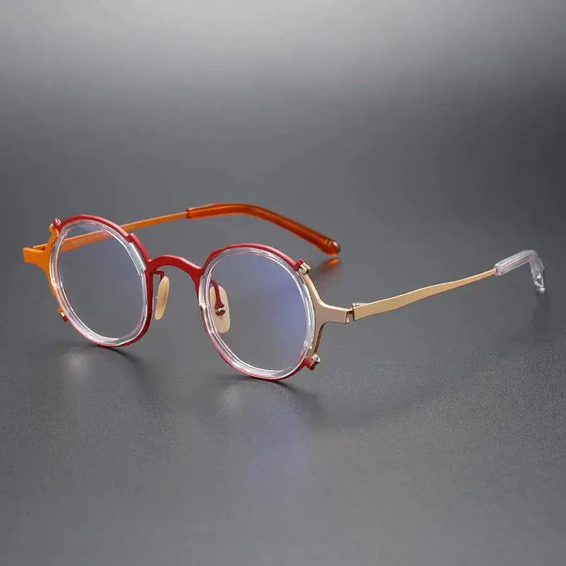 Aror Unisex Full Rim Irregular Round Titanium Eyeglasses 44983.