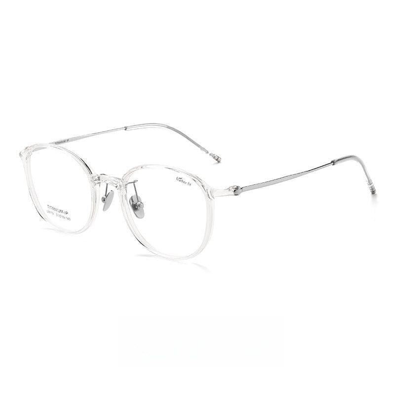 Yimaruili Unisex Full Rim Round Tr 90 Titanium Eyeglasses L9113y Full Rim Yimaruili Eyeglasses Transparent Silver  