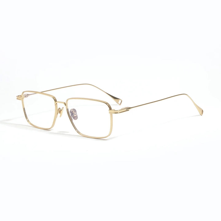 Black Mask Unisex Full Rim Square Titanium Eyeglasses 49014 Full Rim Black Mask Gold