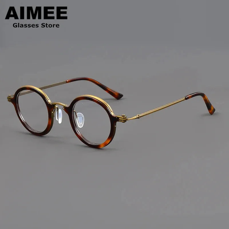 Aimee Unisex Full Rim Round Titanium Acetate Eyeglasses 95899