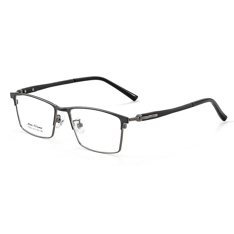 KatKani Men's Semi Rim Large Square Alloy Eyeglasses 8830 Semi Rim KatKani Eyeglasses Black Gun  