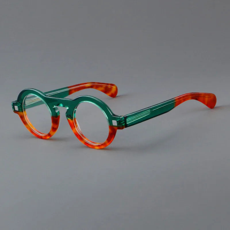 CCspace Unisex Full Rim Round Thick Acetate Eyeglasses 301598 Full Rim CCspace Green  