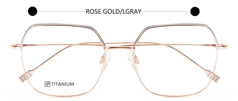 Esnbie Unisex Full Rim Flat Top Square Titanium Eyeglasses 22023 Full Rim Esnbie ROSE GOLD  