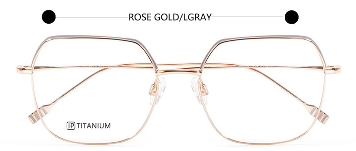 Esnbie Unisex Full Rim Flat Top Square Titanium Eyeglasses 22023 Full Rim Esnbie ROSE GOLD  