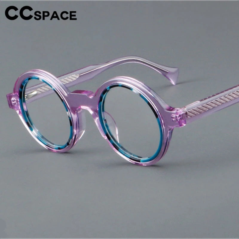 CCspace Women's Full Rim Round Thick Acetate Eyeglasses 301288 Full Rim CCspace   