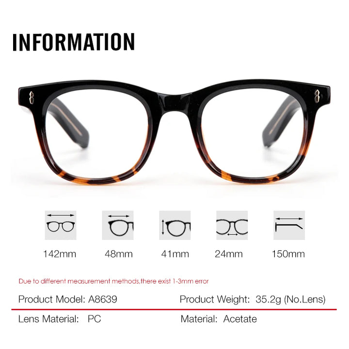 Aror Unisex Full Rim Square Thick Acetate Eyeglasses 86394