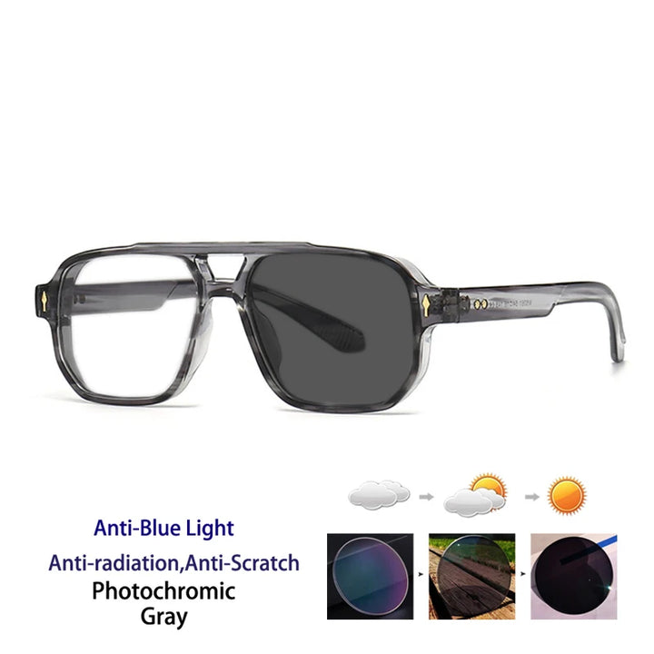Kocolior Unisex Full Rim Square Double Bridge Tr 90 Alloy Reading Glasses 76061