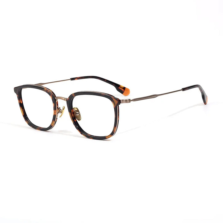 Black Mask Unisex Full Rim Square Big Titanium Acetate Eyeglasses 46017 Full Rim Black Mask Tortoise