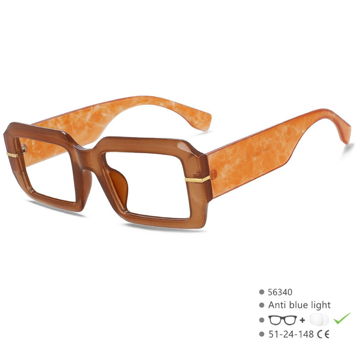 CCSpace Unisex Full Rim Rectangle Tr 90 Rivet Eyeglasses 56340 Full Rim CCspace C7Orange  