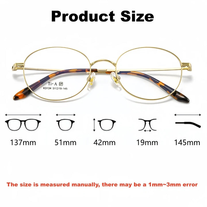 Yimaruili Unisex Full Rim Oval Pure Titanium Eyeglasses 3134 — view 2 | Yimaruili at FuzWeb