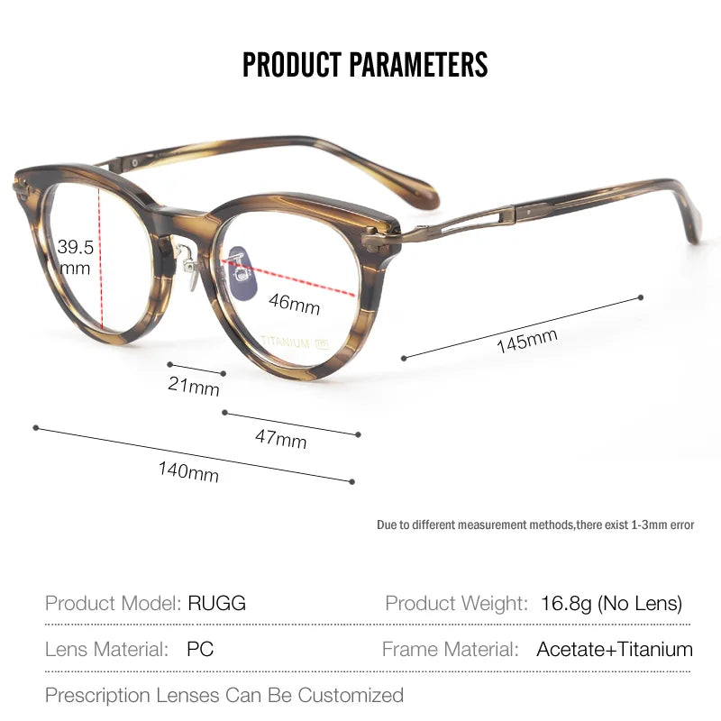 Muzz Unisex Full Rim Oval Acetate Titanium Eyeglasses  14547