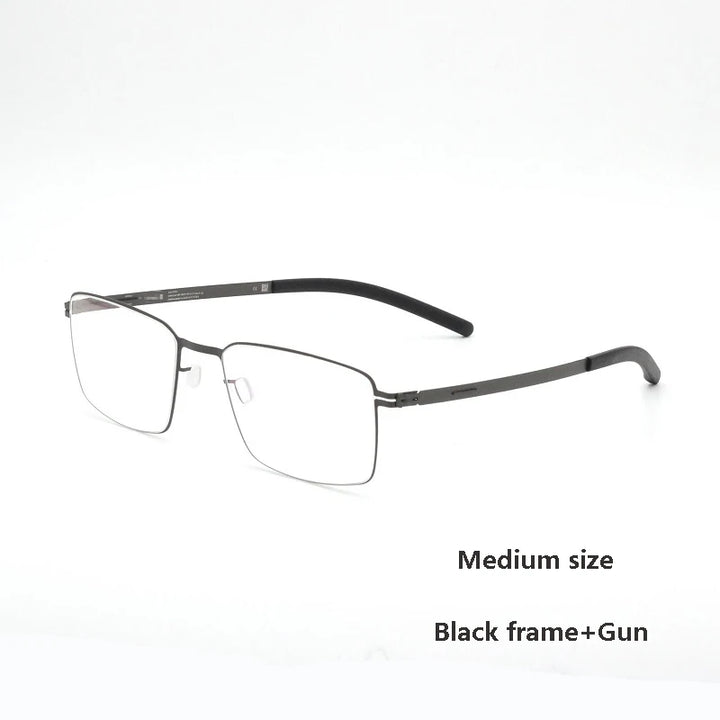 Aimee Unisex Full Rim Square Screwless Titanium Alloy Eyeglasses 13519 Full Rim Aimee Mid Black Gun  