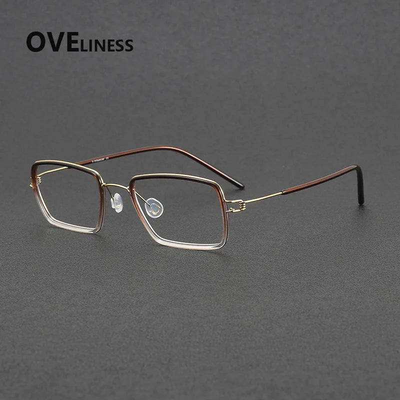 Oveliness Women's Full Rim Square Acetate Titanium Eyeglasses 381047