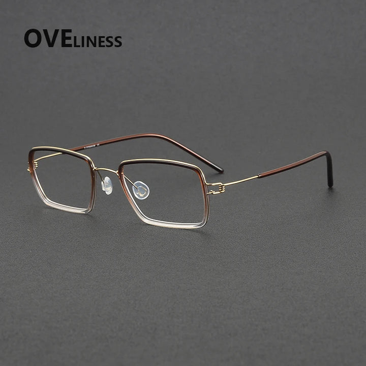Oveliness Women's Full Rim Square Acetate Titanium Eyeglasses 381047