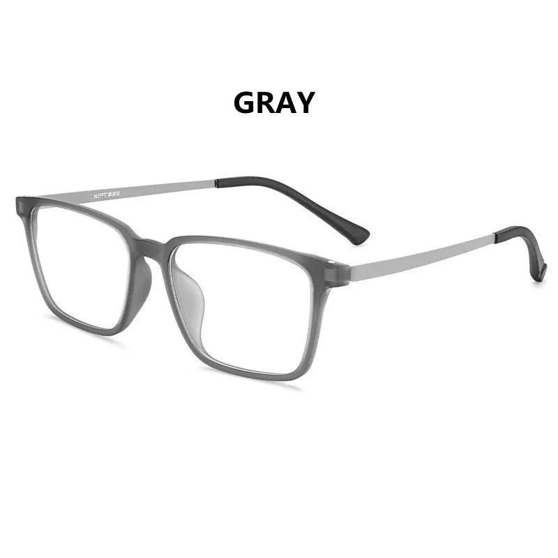 Kocolior Unisex Full Rim Square Tr 90 Titanium Hyperopic Reading Glasses 98221 Reading Glasses Kocolior Gray China 0