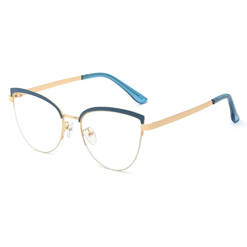 Handoer Women's Full Rim Oval Cat Eye Alloy Eyeglasses 95679