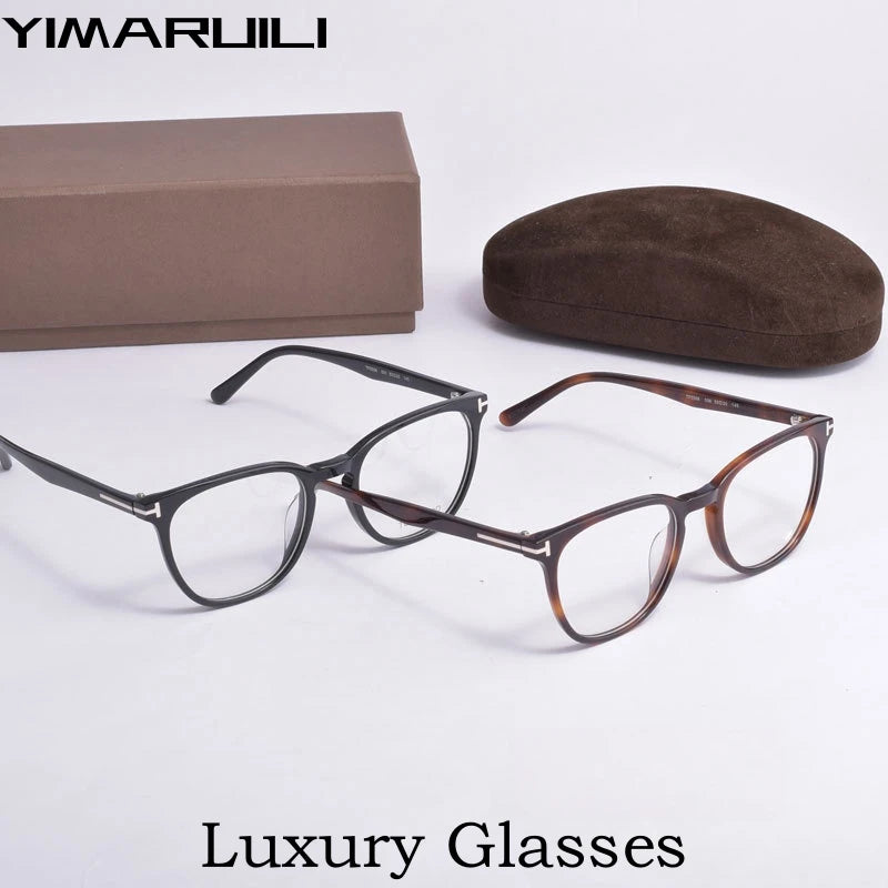 Yimaruili Unisex Full Rim Round Square Acetate Eyeglasses Y5506 Full Rim Yimaruili Eyeglasses   