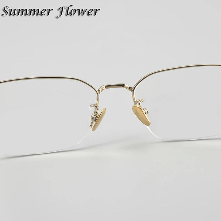Summer Flower Men's Rimless Square Titanium Eyeglasses 69941