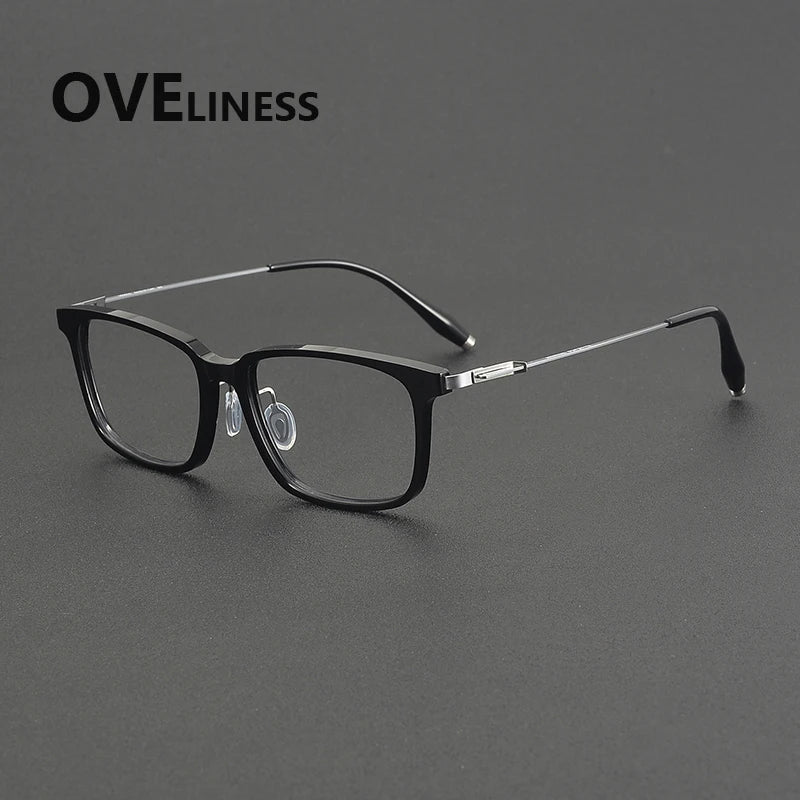 Oveliness Unisex Full Rim Square Acetate Titanium Eyeglasses 202510