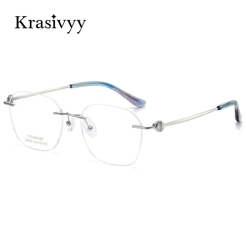 Krasivyy Women's Rimless Flat Top Square Titanium Eyeglasses 6012 Rimless Krasivyy   