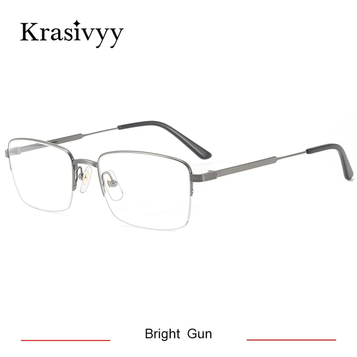 Krasivyy Women's Semi Rim Square Titanium Eyeglasses 43480 Semi Rim Krasivyy Bright Gun  