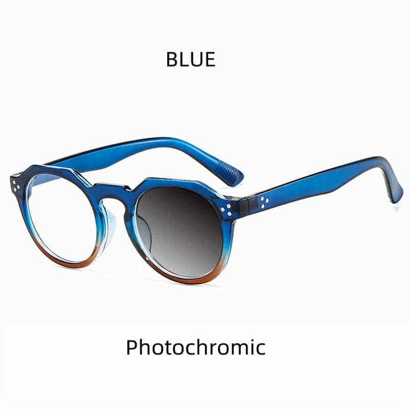 Kocolior Unisex Full Rim Round Acetate Reading Glasses 3395 Reading Glasses Kocolior Photochromic Blue 0 