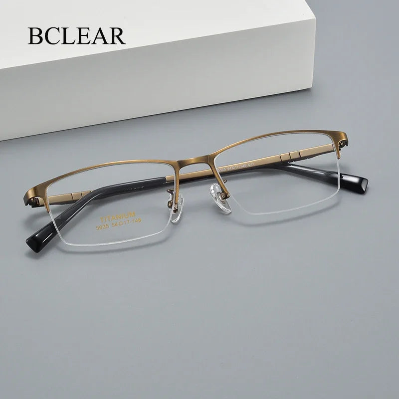 Bclear Unisex Semi Rim Square Titanium Eyeglasses 635035