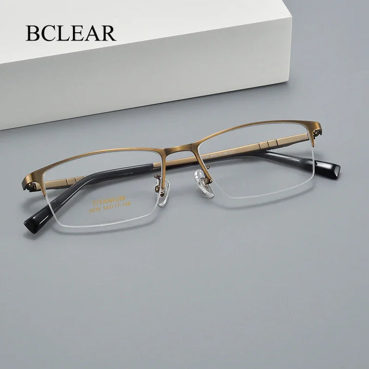 Bclear Unisex Semi Rim Square Titanium Eyeglasses 635035