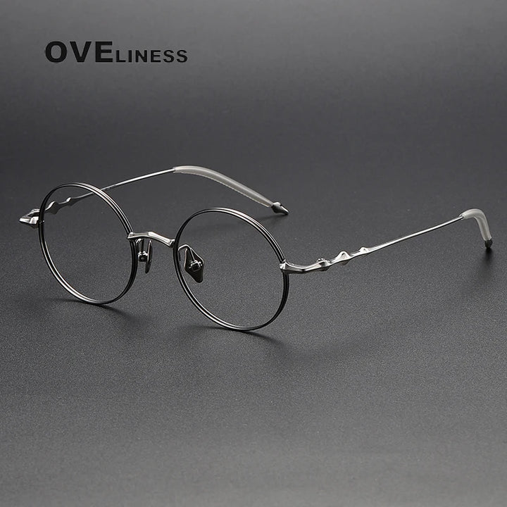 Oveliness Unisex Full Rim Round Titanium Eyeglasses 4619 Full Rim Oveliness black silver  