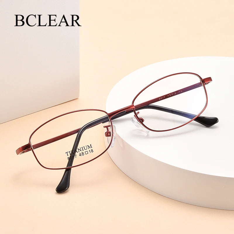 Bclear Women's Full Rim Oval Titanium Alloy Eyeglasses 8017