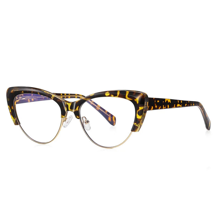 CCspace Unisex Full Rim Square Cat Eye Tr 90 Titanium Eyeglasses 57455 Full Rim CCSpace Leopard  