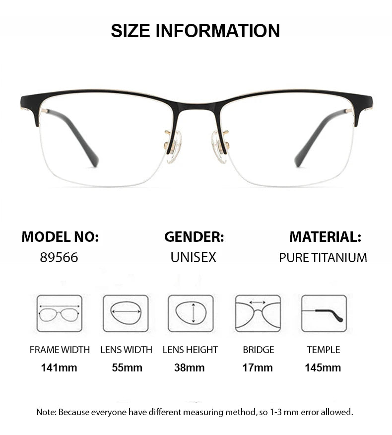 Chashma Ottica 89566 men's semi-rimless pure titanium prescription eyeglasses — view 2