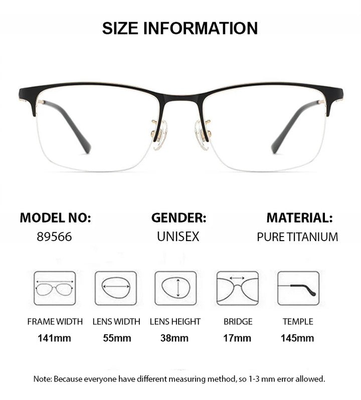Chashma Ottica 89566 men's semi-rimless pure titanium prescription eyeglasses — view 2