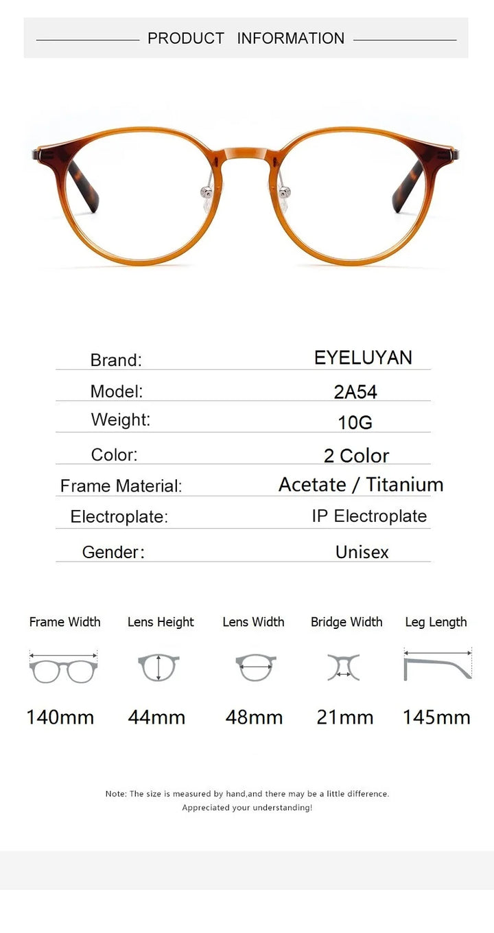 Eleccion Unisex Full Rim Oval Round Acetate Titanium Eyeglasses 94254 Full Rim Eleccion