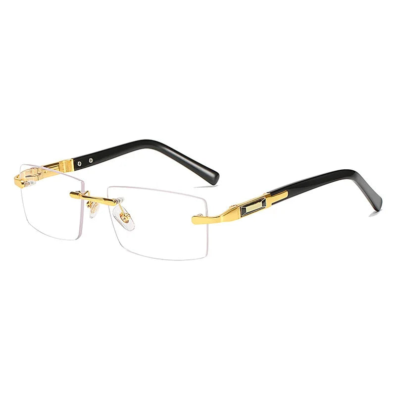 Cubojue Men's Rimless Square Alloy Acetate Eyeglasses 58026 Reading Glasses Cubojue M7 gold