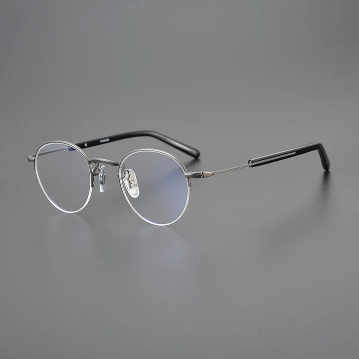 Black Mask Unisex Semi Rim Oval Round Titanium Eyeglasses 517110
