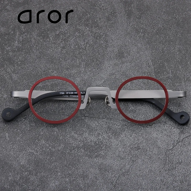 Aror Unisex Full Rim Oval Round Titannium Eyeglasses 47753 Full Rim Aror