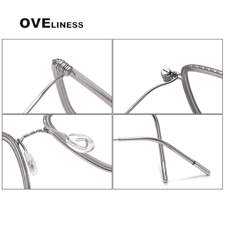 Oveliness Unisex Full Rim Square Screwless Acetate Titanium Eyeglasses 80890 Full Rim Oveliness   