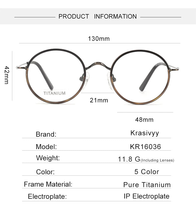 Krasivyy Women's Full Rim Round Titanium Acetate Eyeglasses 416036