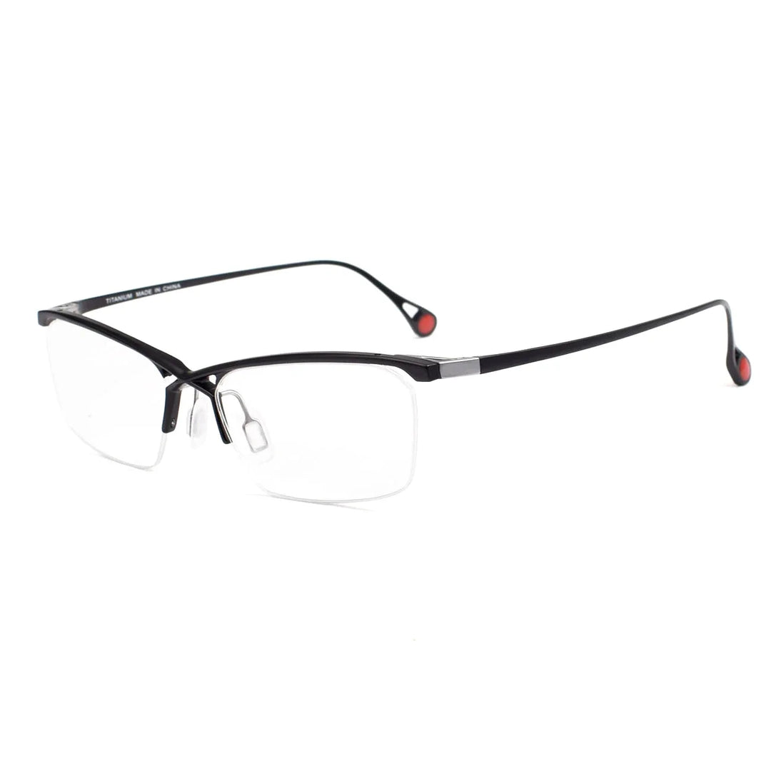 Aror Women's Semi Rim Square Brow Line Titanium Eyeglasses 18222 Semi Rim Aror black